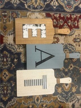 Hobby Lobby Wooden Paddle Wall Art Trio in Natural, Blue, White